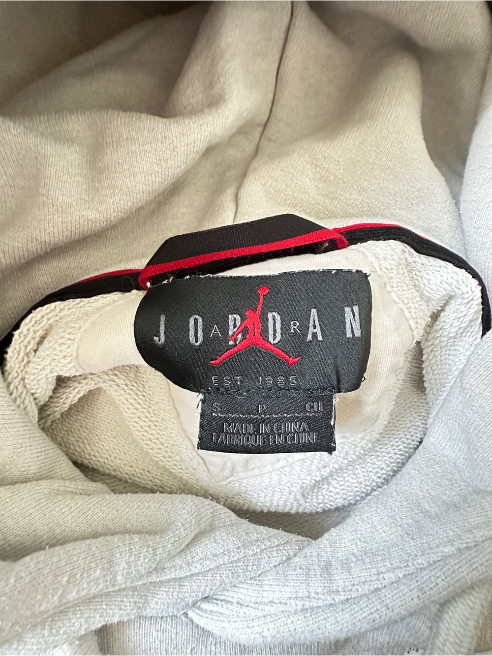 Nike Air Jordan Heavyweight Fleece Pullover Hoodie Cream Oatmeal Size Small - Picture 2 of 8